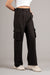 Black High Rise Pleated Cargo Trouser