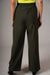 Olive Green High Rise Pleated Trouser
